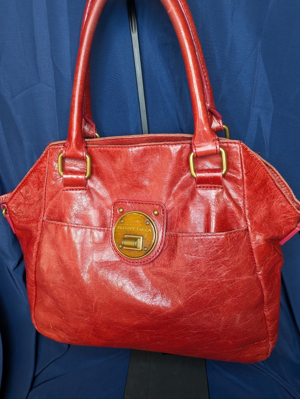 Elliott Lucca Red Leather Satchel Handbag | Distressed Boho | Top Handle Tote